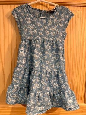 Rare‎ Editions Girls Blue White Floral Tiered Dress Short Sleeve Size 4T E283521